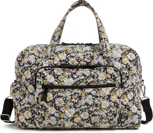 Vera Bradley Iconic Weekender Travel Bag, Signature Cotton, Daisies White