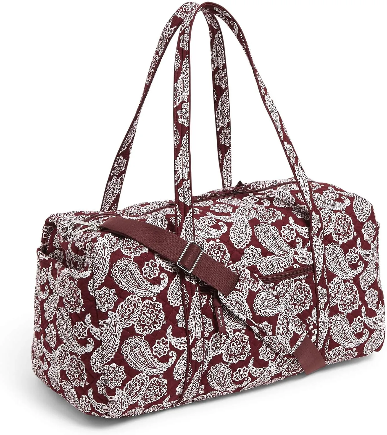 Vera Bradley Women's Cotton Collegiate Large Travel Duffle Bag (Multiple Teams Available), Virginia Tech Maroon/White Bandana, One Size