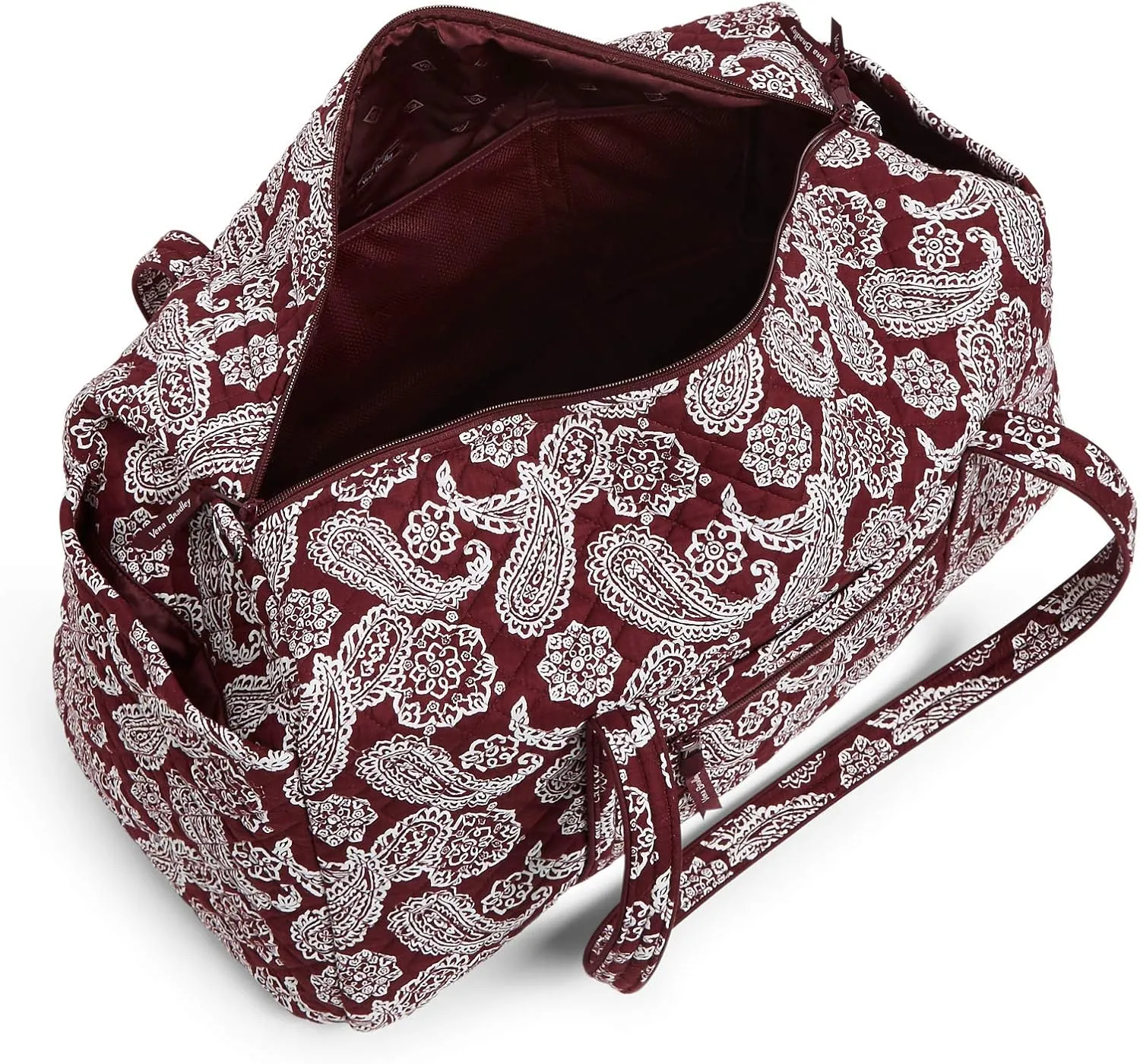 Vera Bradley Women's Cotton Collegiate Large Travel Duffle Bag (Multiple Teams Available), Virginia Tech Maroon/White Bandana, One Size