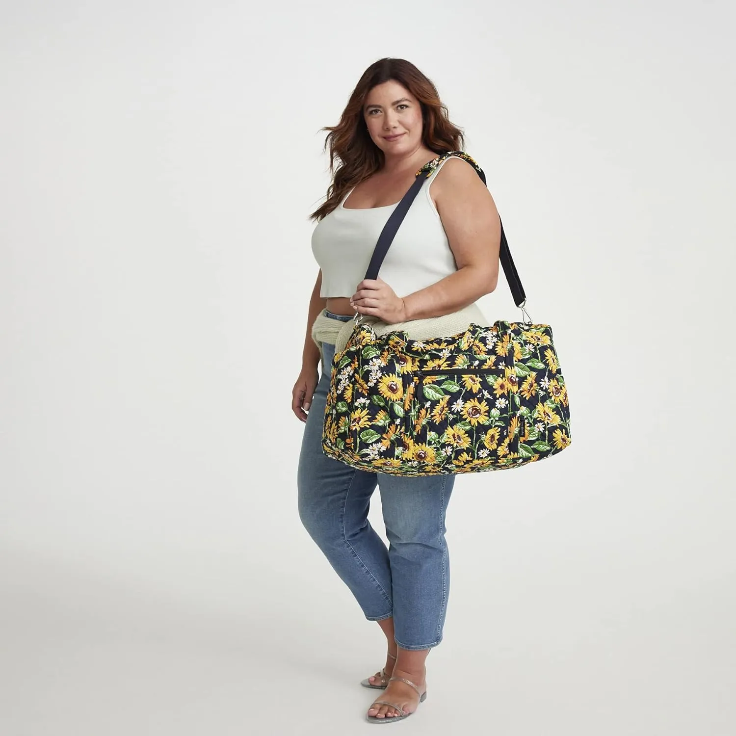 Vera Bradley Women's Cotton Large Travel Duffel Bag, True Navy, One Size