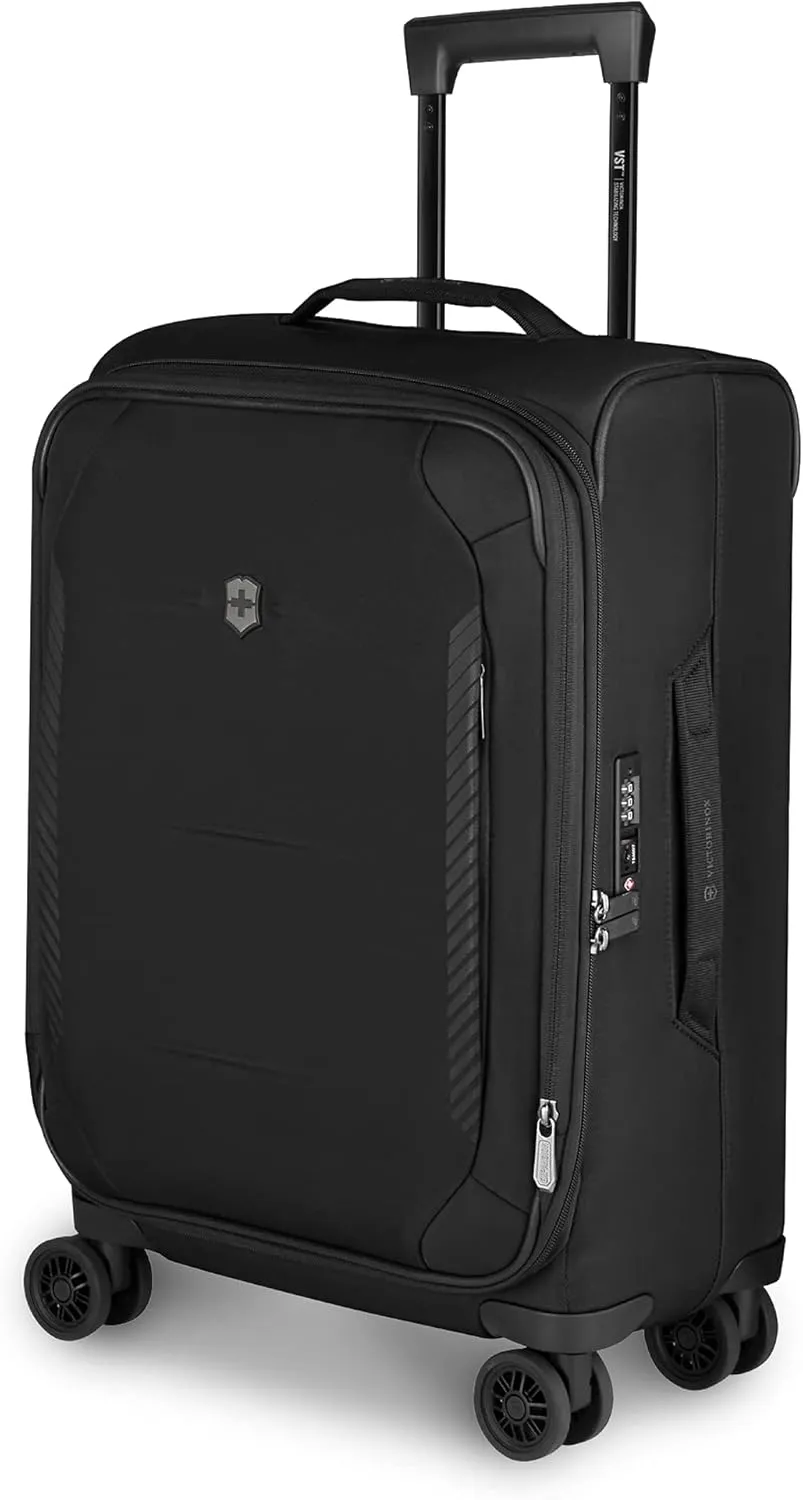 Victorinox Crosslight Frequent Flyer Plus Softside Carry-On - Lightweight Rolling Suitcase for Travel Essentials - Expandable Luggage with Foldable Organizer - 46 Liter, Black