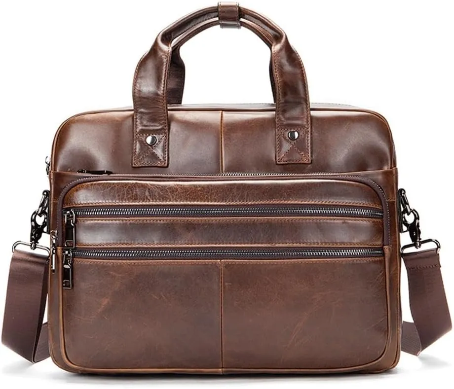 Vintage Handcrafted Horizontal Laptop Bag Business Briefcase Hipster Large Capacity Laptop Bag