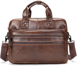 Vintage Handcrafted Horizontal Laptop Bag Business Briefcase Hipster Large Capacity Laptop Bag