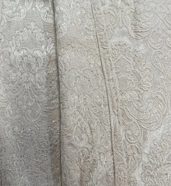 Vintage Off White  Damask Curtain/ Fabric  #F553