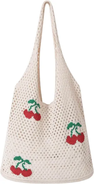 WantGor Crochet Bags, Beach Mesh Tote Bag Womens Shoulder Shopping Handbag Casual Travel Totes Bag Foldable Hobo Bags