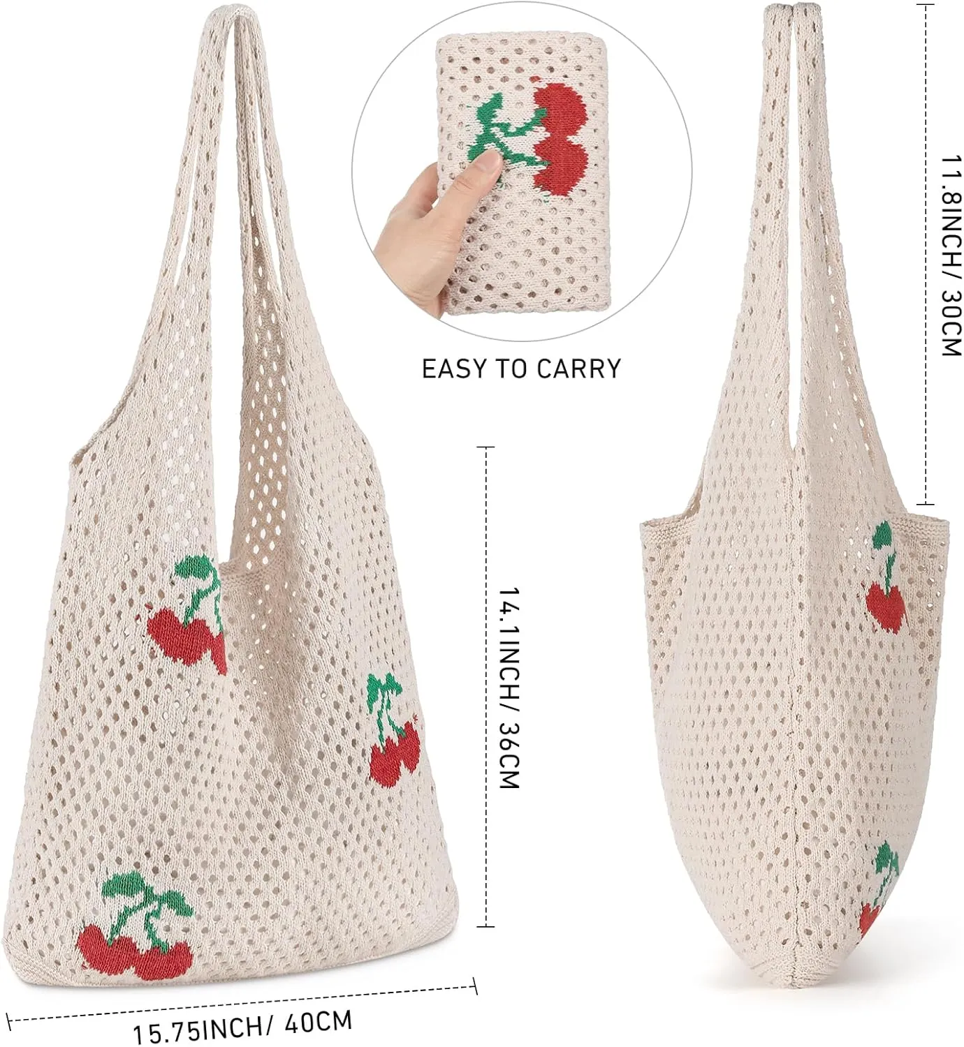 WantGor Crochet Bags, Beach Mesh Tote Bag Womens Shoulder Shopping Handbag Casual Travel Totes Bag Foldable Hobo Bags