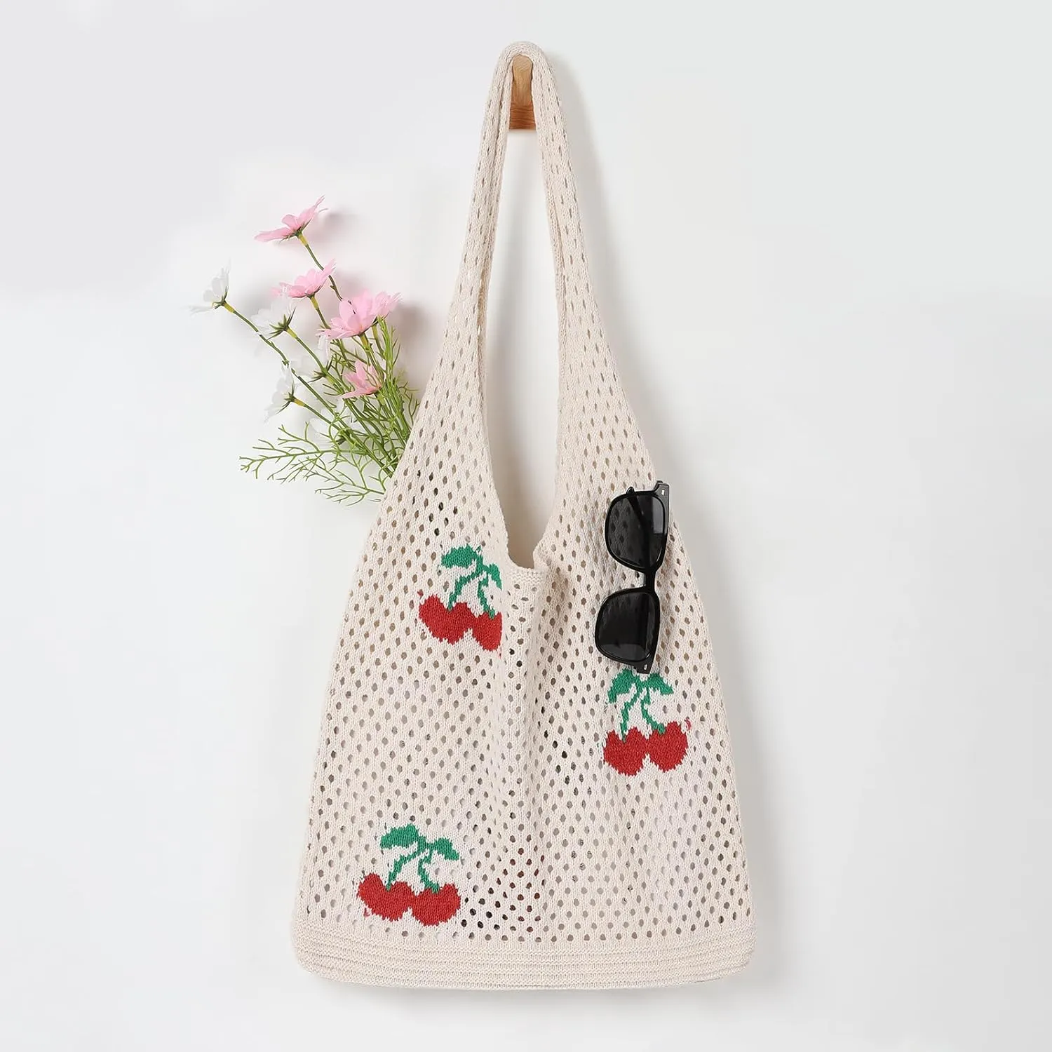WantGor Crochet Bags, Beach Mesh Tote Bag Womens Shoulder Shopping Handbag Casual Travel Totes Bag Foldable Hobo Bags