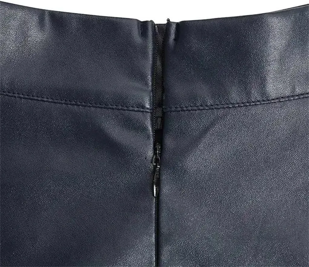 Women Long Skirts Fashion Leather PU Skirt Solid Office Lady Midi Skirts Elegant High-Waisted Party Skirts