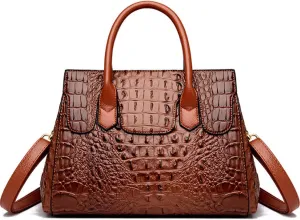 Women Satchel Bag PU Leather Crocodile-Embossed Pattern With Top Handle Shoulder Bags Handbags Fashion Purses Totes