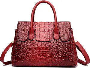 Women Satchel Bag PU Leather Crocodile-Embossed Pattern With Top Handle Shoulder Bags Handbags Fashion Purses Totes