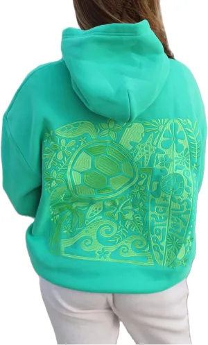 Women Teen Girls Cute Embroidered Flower Ocean Graphic Hoodies Coastal Preppy Long Sleeve Pocket Hoodie Sweatshirts