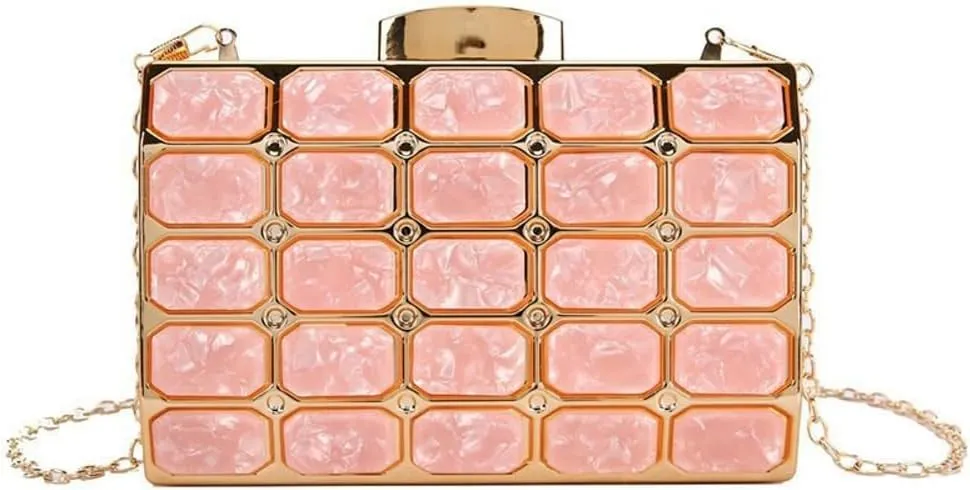 Womens Chic Evening Clutch Bag Acrylic Shoulder Purse Mini Totes Handbag Satchel with Chain Dinner Party Wedding