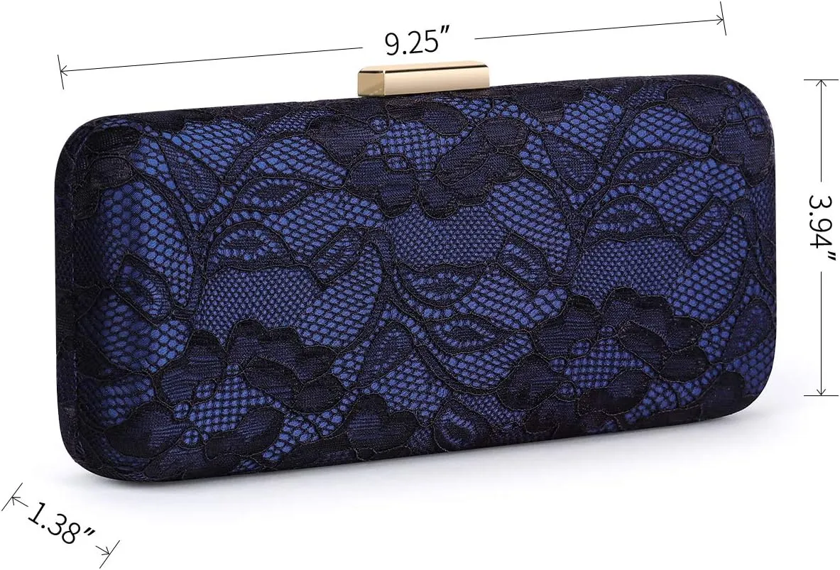 Women's Elegant Floral Lace Clutch Formal Evening Prom Handbag Purse
