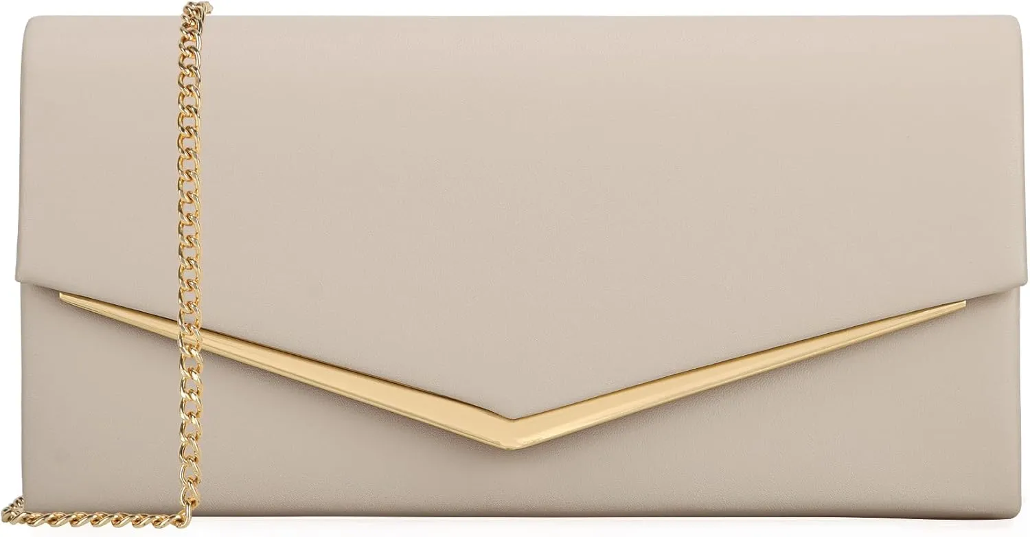 Womens Evening Handbag Vegan Leather Ladies Envelope Clutch Classic Elegant Purse Bags