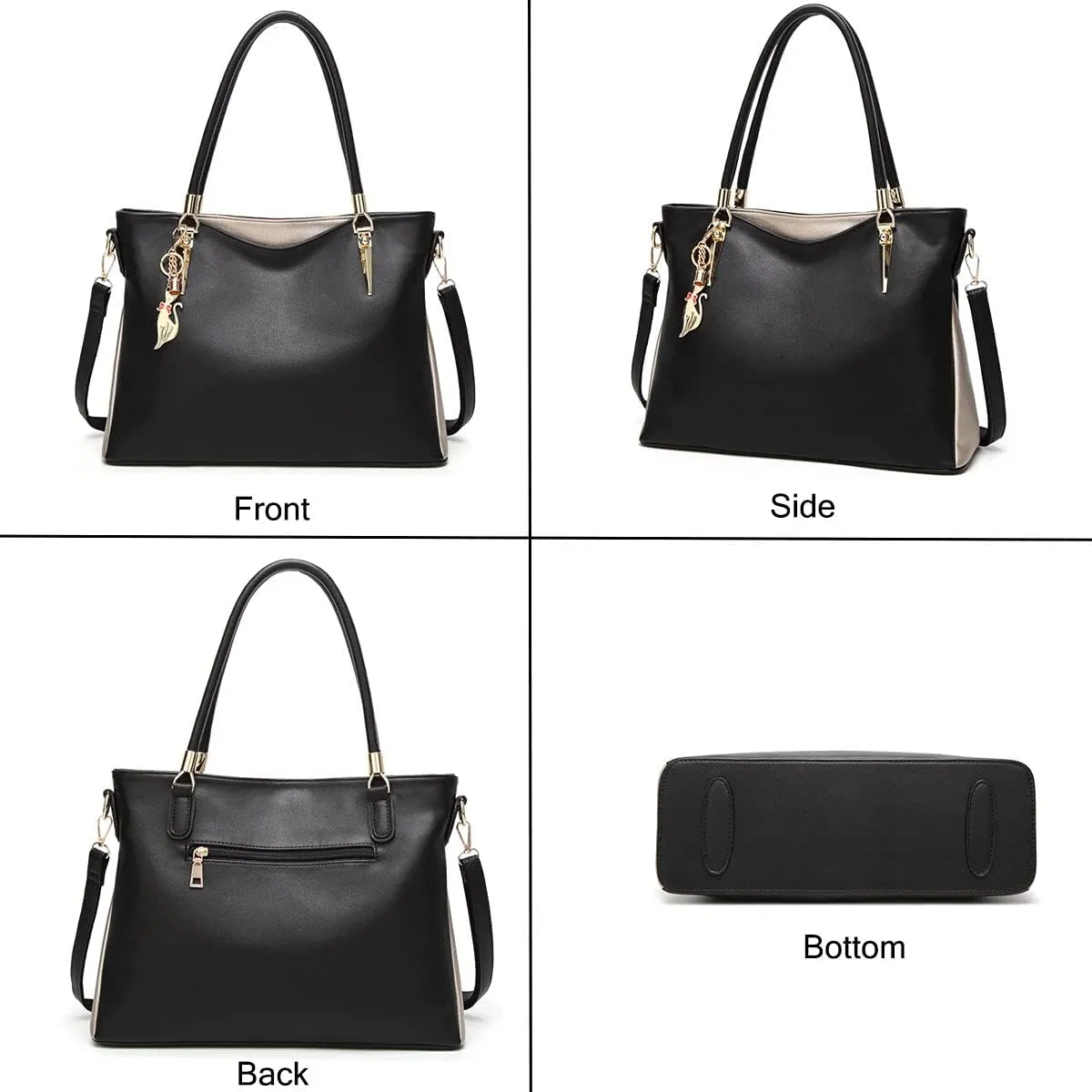 Womens Leather Handbags Purse Top-handle Bags Totes Satchel Shoulder Bag for Ladies with Decorations(Wine)