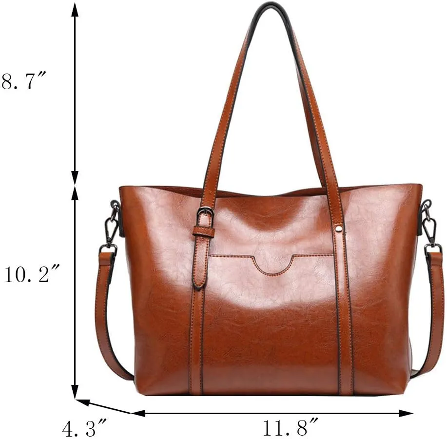 Womens PU Leather Handbag Top Handle Tote Shoulder Hobo Bag Satchel Purse