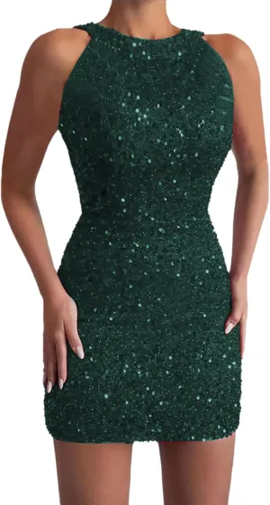 Womens Sequin Dress Hot Drilling Tassel Mini Dress Cocktail Party Dress Sexy Club Night Dress Wrap Hip Dresses