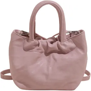 Womens Vegan Leather Crossbody Purses Small Chic Pleated Shoulder Tote Bag Satchels Bucket Top Handle Handbags 2025
