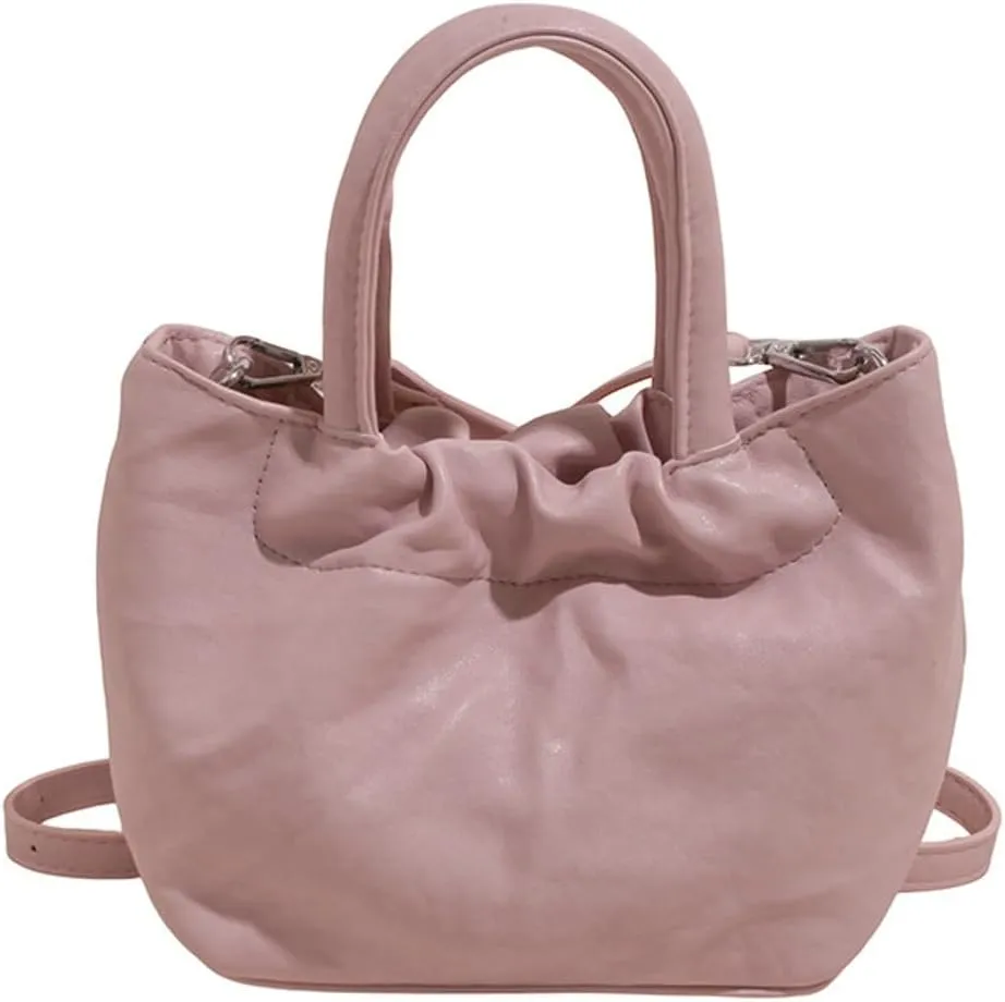 Womens Vegan Leather Crossbody Purses Small Chic Pleated Shoulder Tote Bag Satchels Bucket Top Handle Handbags 2025