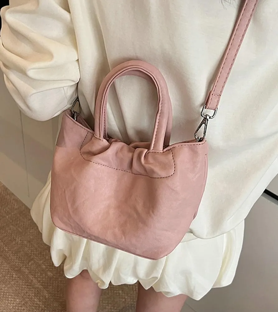 Womens Vegan Leather Crossbody Purses Small Chic Pleated Shoulder Tote Bag Satchels Bucket Top Handle Handbags 2025