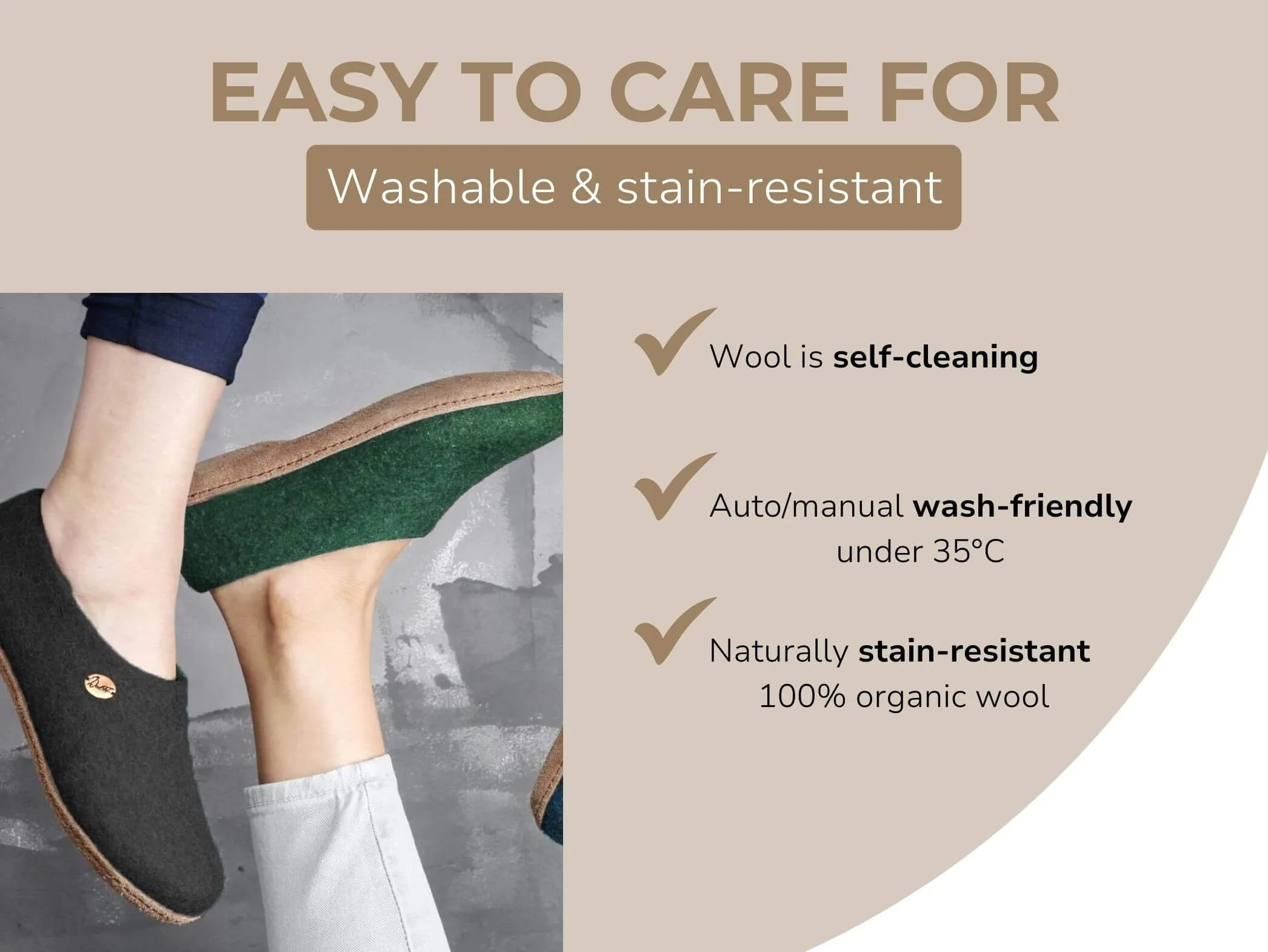 WoolFit Classic | Closed-Heel Slippers with Insoles & Leather Sole