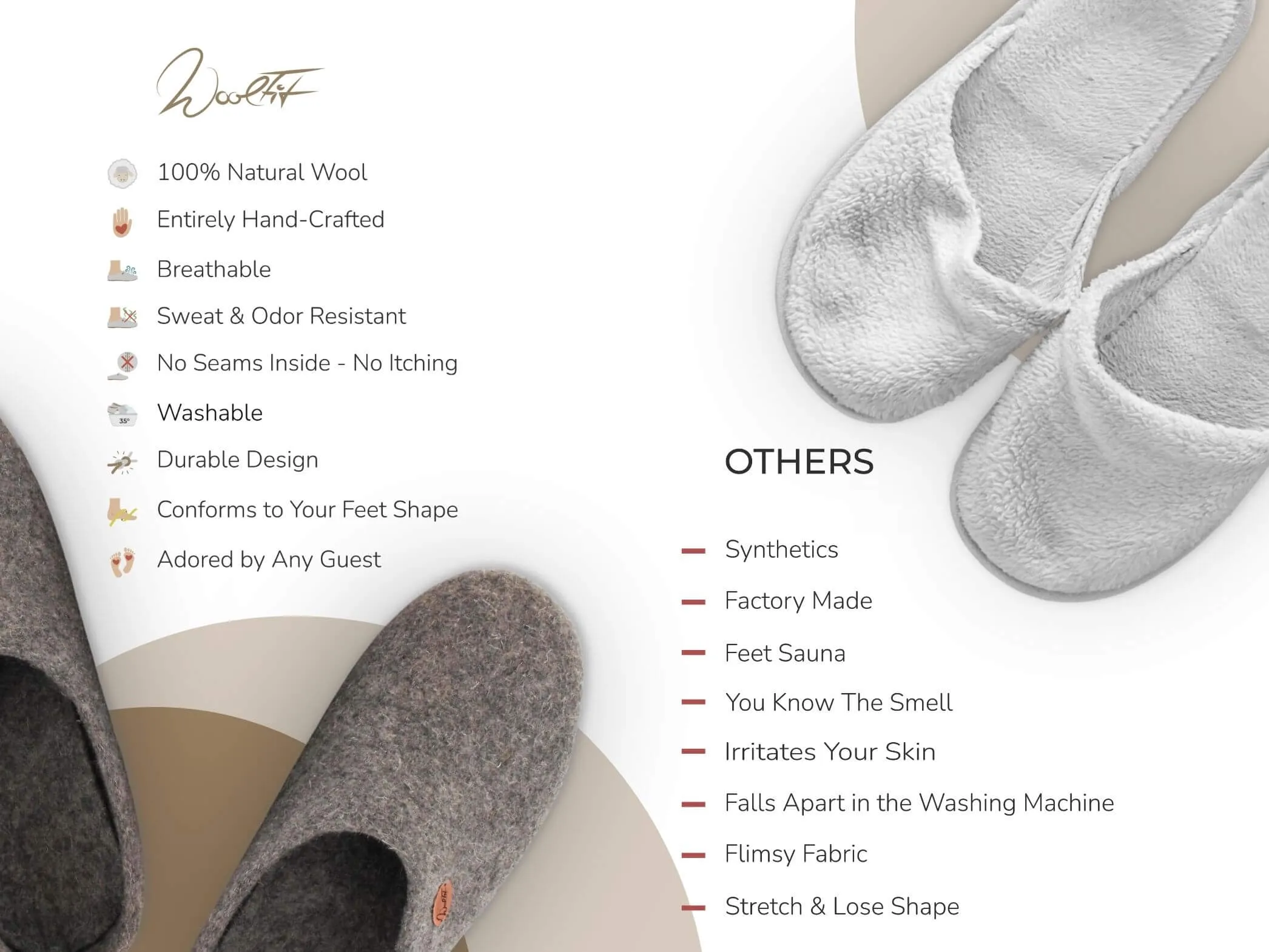 WoolFit Classic | Closed-Heel Slippers with Insoles & Leather Sole