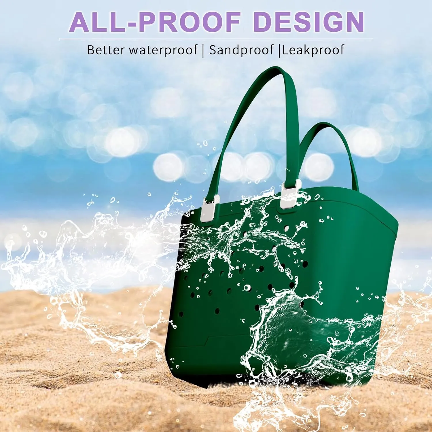 X-Large Beach Rubber Tote Bag Washable Travel Waterproof Sandproof Durable Modern Sports Handbag Groceries Pool