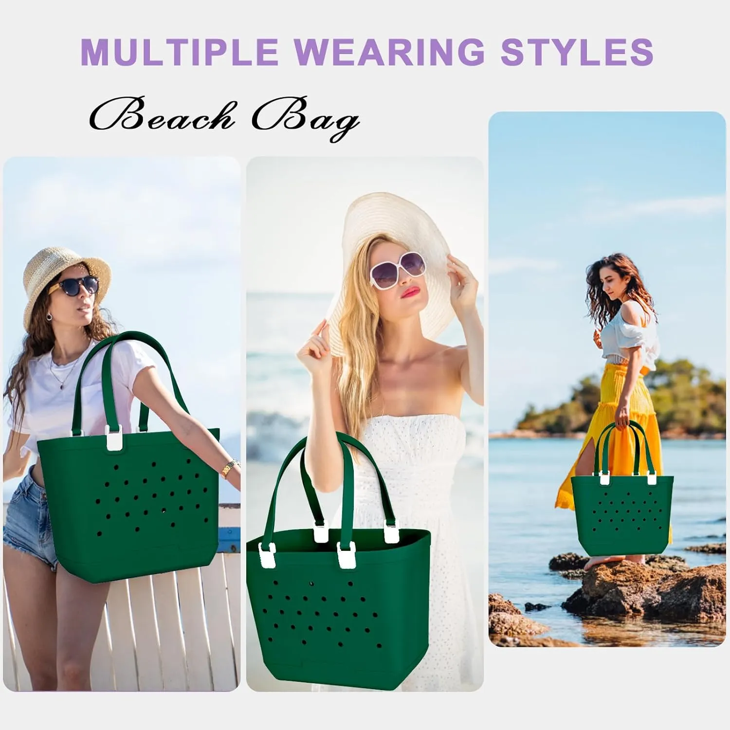 X-Large Beach Rubber Tote Bag Washable Travel Waterproof Sandproof Durable Modern Sports Handbag Groceries Pool