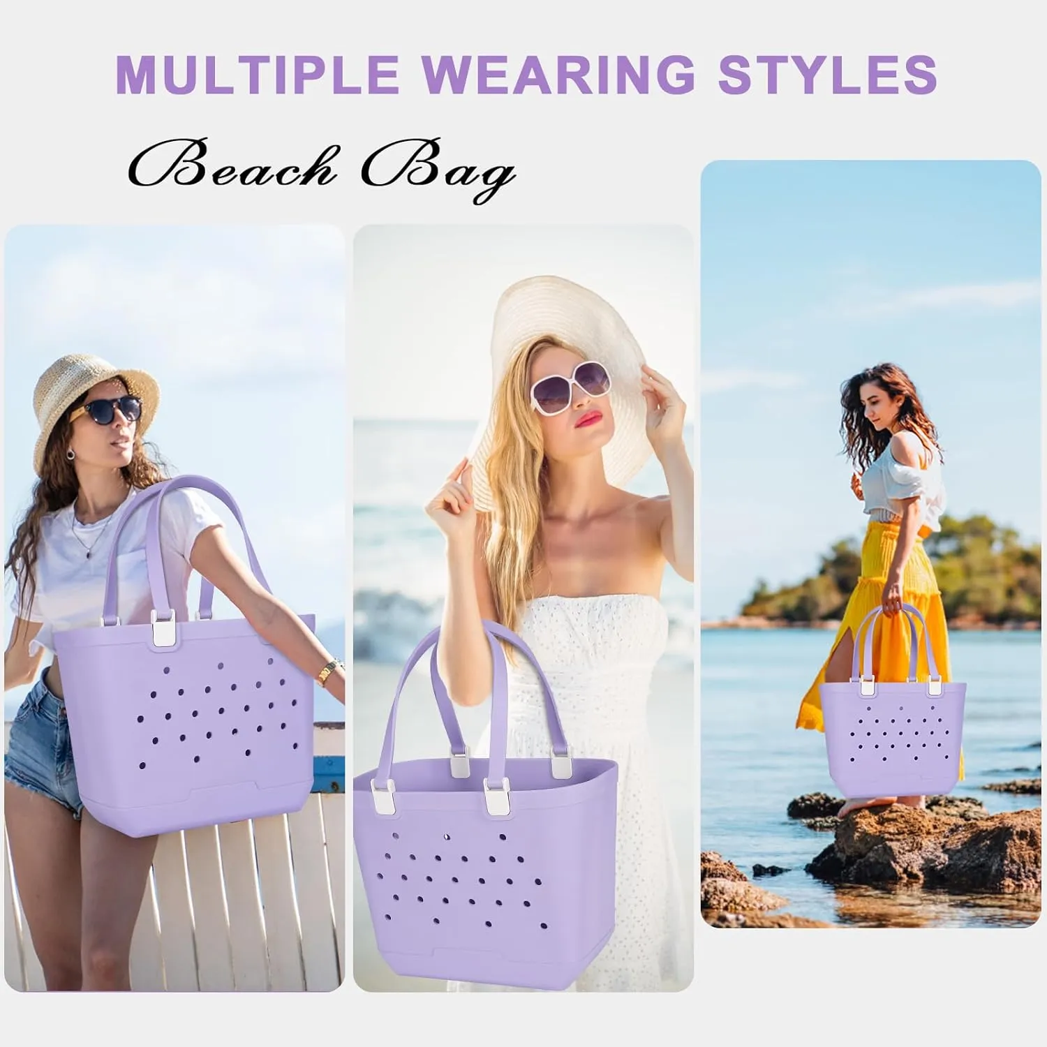 X-Large Beach Rubber Tote Bag Washable Travel Waterproof Sandproof Durable Modern Sports Handbag Groceries Pool