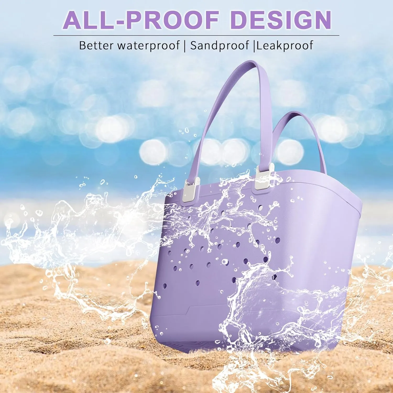 X-Large Beach Rubber Tote Bag Washable Travel Waterproof Sandproof Durable Modern Sports Handbag Groceries Pool