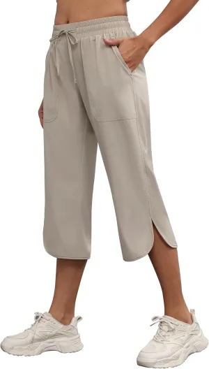 YuKaiChen Women's Capris Wide Leg Lightweight Quick Dry Pants Hiking Outdoor Athletic