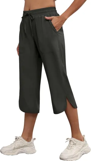 YuKaiChen Women's Capris Wide Leg Lightweight Quick Dry Pants Hiking Outdoor Athletic