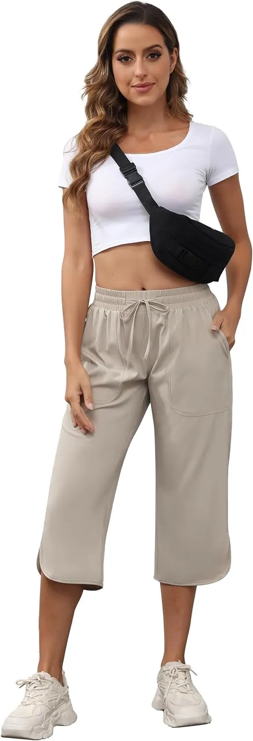 YuKaiChen Women's Capris Wide Leg Lightweight Quick Dry Pants Hiking Outdoor Athletic