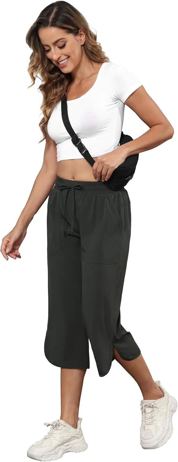 YuKaiChen Women's Capris Wide Leg Lightweight Quick Dry Pants Hiking Outdoor Athletic