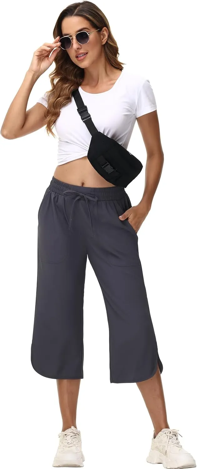 YuKaiChen Women's Capris Wide Leg Lightweight Quick Dry Pants Hiking Outdoor Athletic