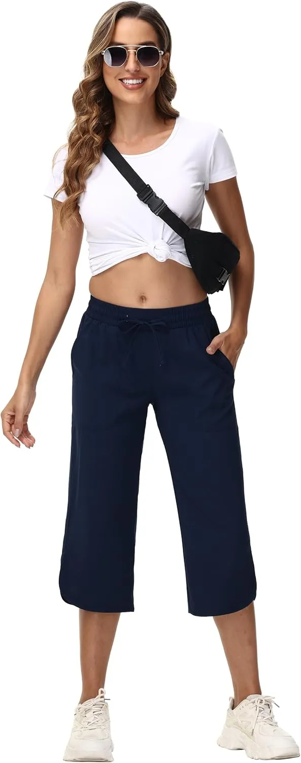 YuKaiChen Women's Capris Wide Leg Lightweight Quick Dry Pants Hiking Outdoor Athletic