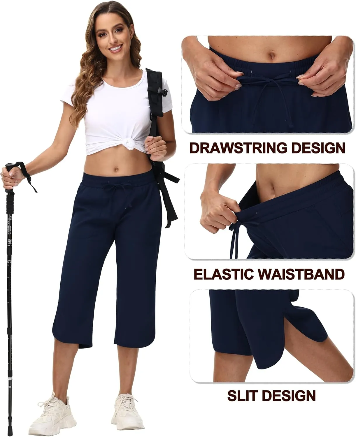 YuKaiChen Women's Capris Wide Leg Lightweight Quick Dry Pants Hiking Outdoor Athletic