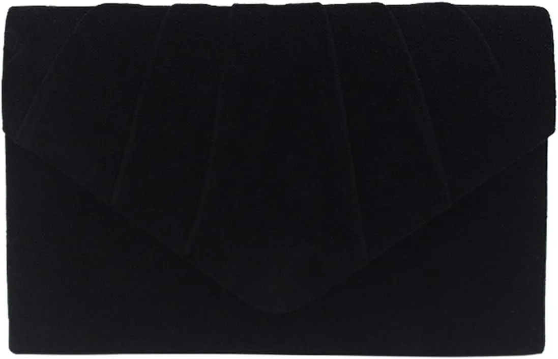 ZIUMUDY Elegant Velvet Envelope Pleated Clutch Bags Wedding Evening Shoulder Chain Handbags